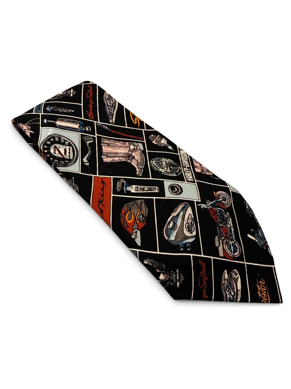 Harley Davidson vintage silk printed tie. 1998 Dead stock with original tag.